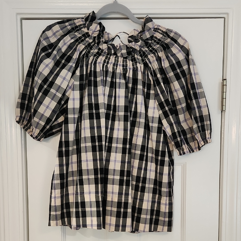 J. Crew Black and White Plaid Top